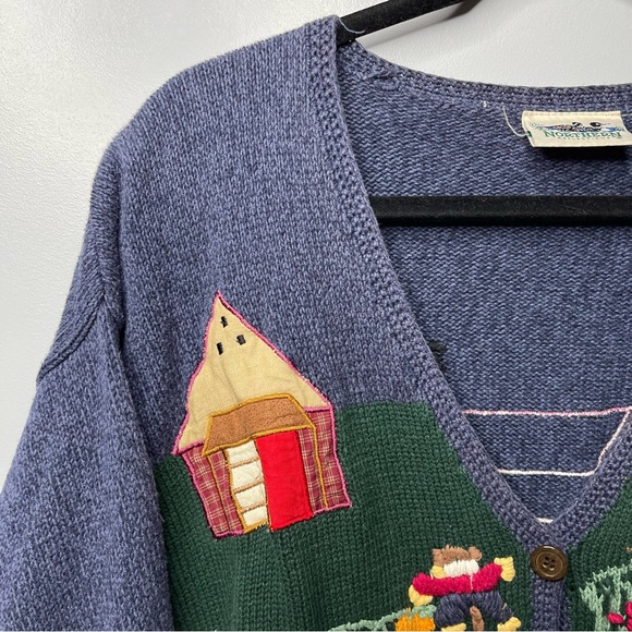 Vintage Oversized Northern Reflections V Neck Grandma Cottage Cabincore Cardigan - Picture 3 of 8